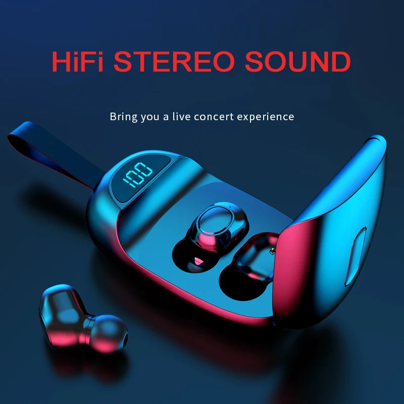  Мини-наушники TWS, Hi-Fi стереонаушники беспроводные, Bluetooth, водонепроницаемые наушники-вкладыши, Спортивная гарнитура для Мобильный теле…