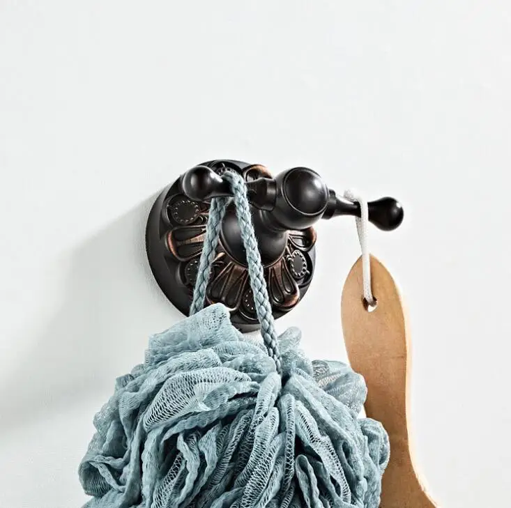 Черные крючки для халата латунная вешалка полотенец и пальто дверной настенный