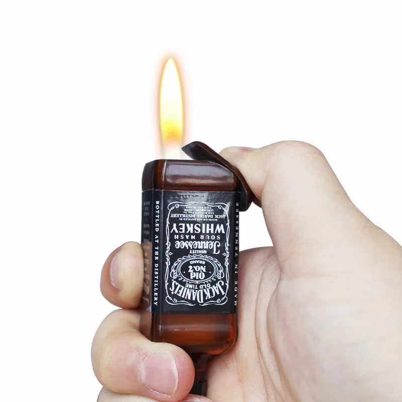 Bottom fire Креативная Бутановая газовая зажигалка, ветрозащитная бутылка для вина, зажигалки, коллекция подарков, аксессуары для сигарет, надувной пожарный стартер - Цвет: Bottom fire