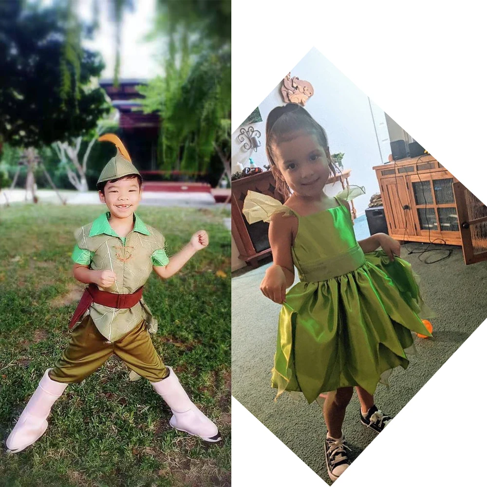 2022 Рождественский костюм Питера Пэна для мальчиков Детский косплея из аниме