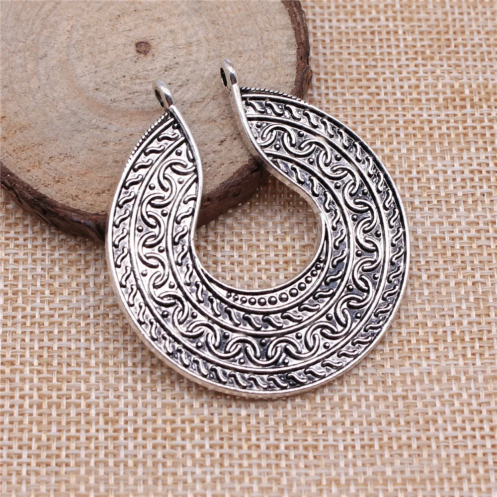 

free shipping 4pcs 45x51mm antique silver Earring pendant charms diy retro jewelry fit Earring keychain hair card pendant