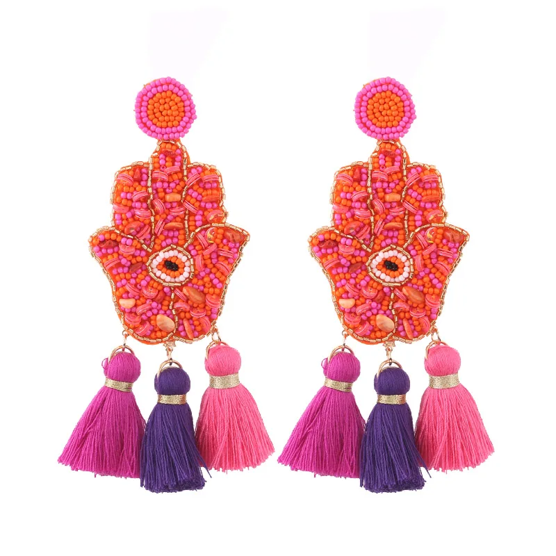 E1265 Croal Purple Sehuoran богемная Кисточка Серьги палец Pendientes Oorbellen Кристалл Длинные висячие Висячие серьги для женщин эффектные ювелирные изделия - Окраска металла: E1265 Croal Purple