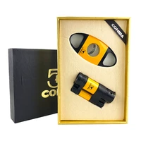 cigar lighter torch set cutter set 2 jet flame gas cigar accessories tool butane cigarette with cigar punch for gift box