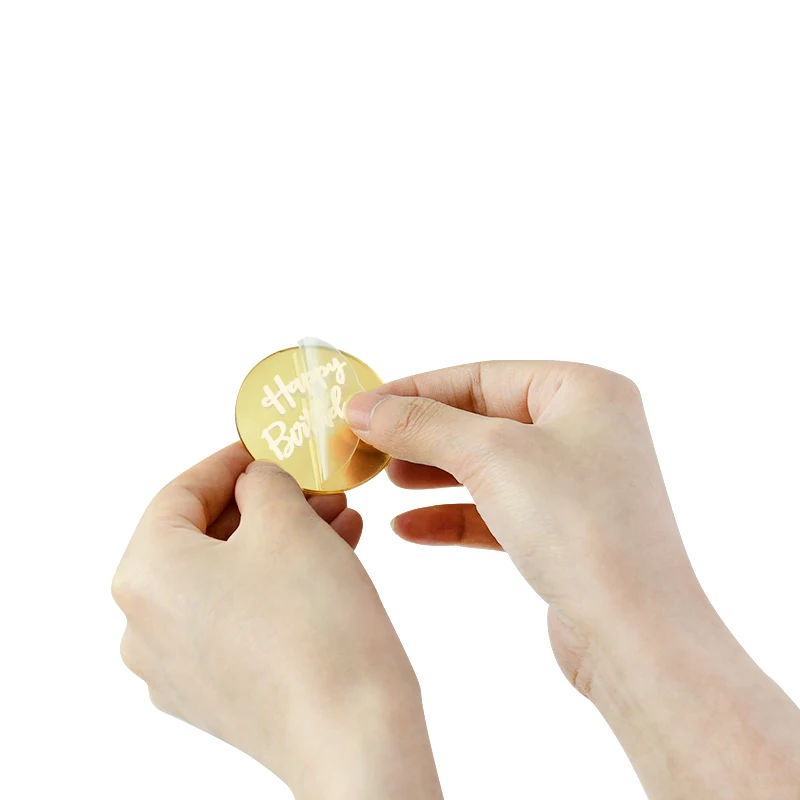 

5pcs 5cm Gold Birthday Cake Topper Rose Gold Silver Acrylic Round Cupcake Topper Happy Birthday Party Cake Dessert Decoration 7z