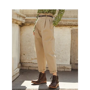 INMAN, весна-осень, Однотонные эластичные брюки средней длины с высокой талией, подходят ко всему, женские повседневные брюки-Капри