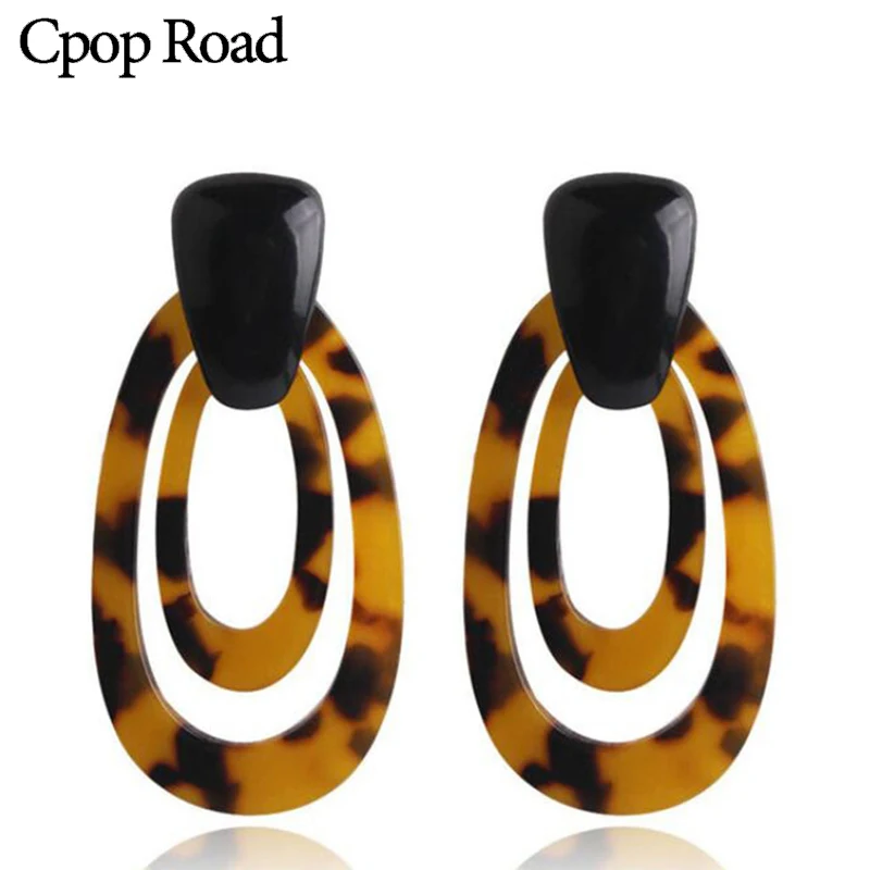 Женские серьги с леопардовым принтом Cpop трендовые двойные овальные белого и