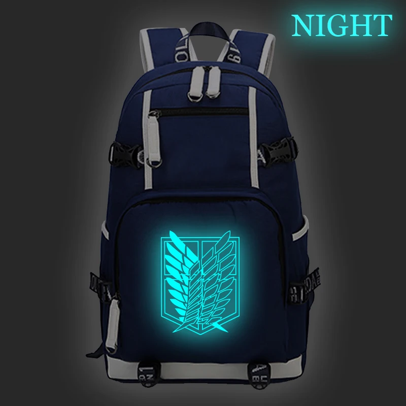 Attack on Titan Luminous School Bag Teens Boys Girl Students Back to Book Large Capacity Rucksack Casual Knapsack | Багаж и сумки