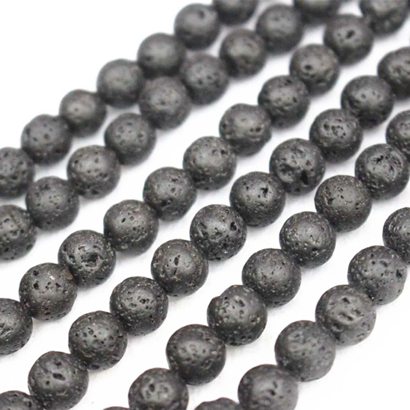 Бусины круглые из вулканической лавы 4/6/8/10/12/14/16 мм лавового камня