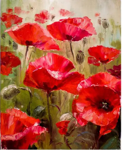 

Full diy stickers cross stitch 5d diamond embroidery Floral poppy diamond painting mosaic embroidery picture of rhinestones kits
