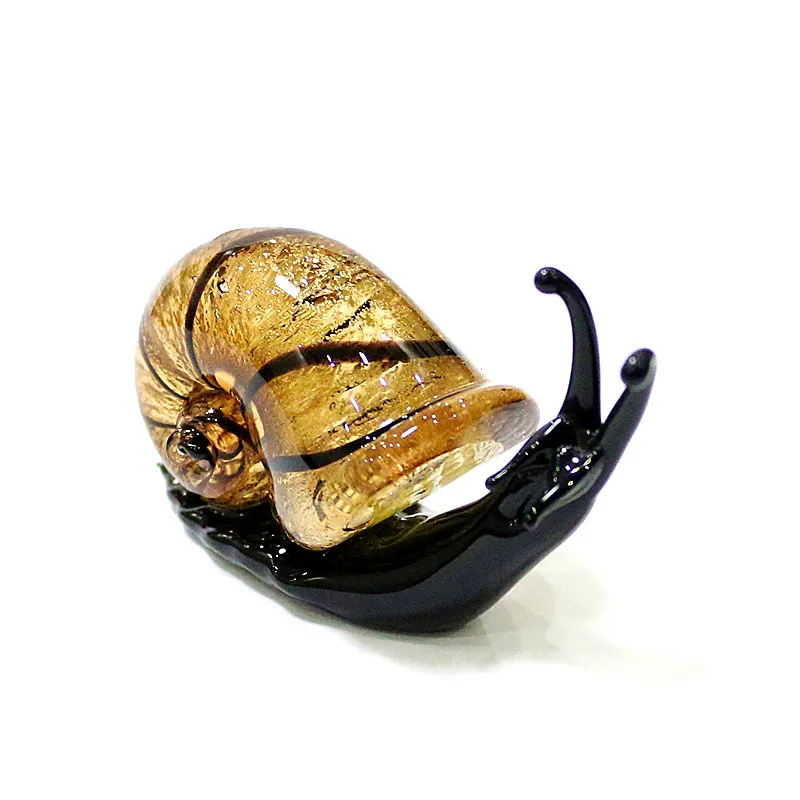 

Murano Glass Snail Mini Figurines Silver Foil Craft Ornaments Cute Animal Collection Home Garden Decor Festival Gifts For Kids