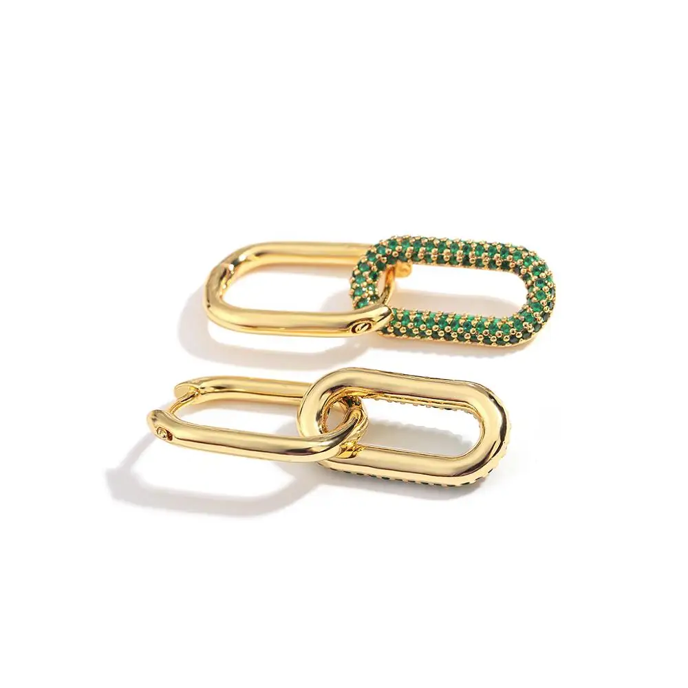 

FLASHBUY New Fashion Green Crystal Copper Chain Earring 2020 CZ Zircon Personality Statement Earrings for Women Wedding Jewelry