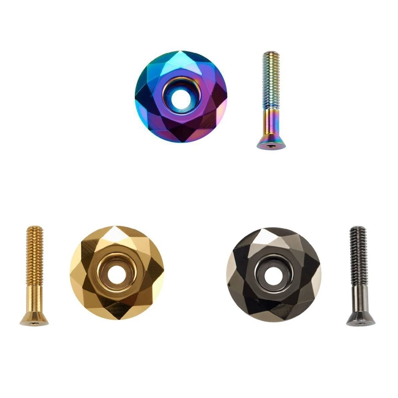 

11XF Bicycle Headset Top with Bolts Colorful Aluminum Alloy Mountain Bike Stem Top Cover Screws for MTB Road Bike