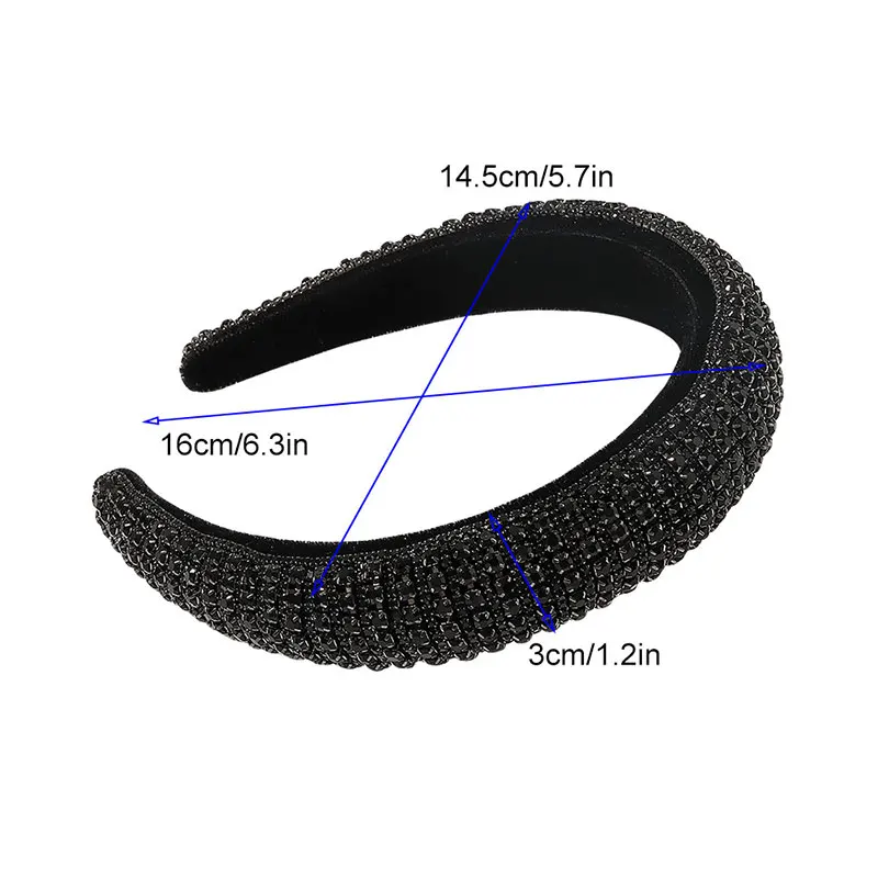 

Wide-Brimmed Head Hoop Rhinestone Padded Headband Thick Sponge Crystal Hair Accessories Full Rhinestone Hair Hoop Full Diamond