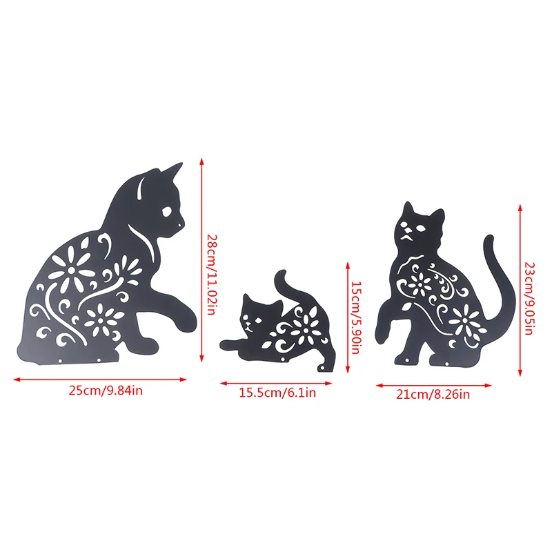 

1Pc Outdoor Backyard Metal Cat Statue 2D Cat Figure Ground Insert Decor For Yard Decor Gift Manor Lawn Black Garden Decoration