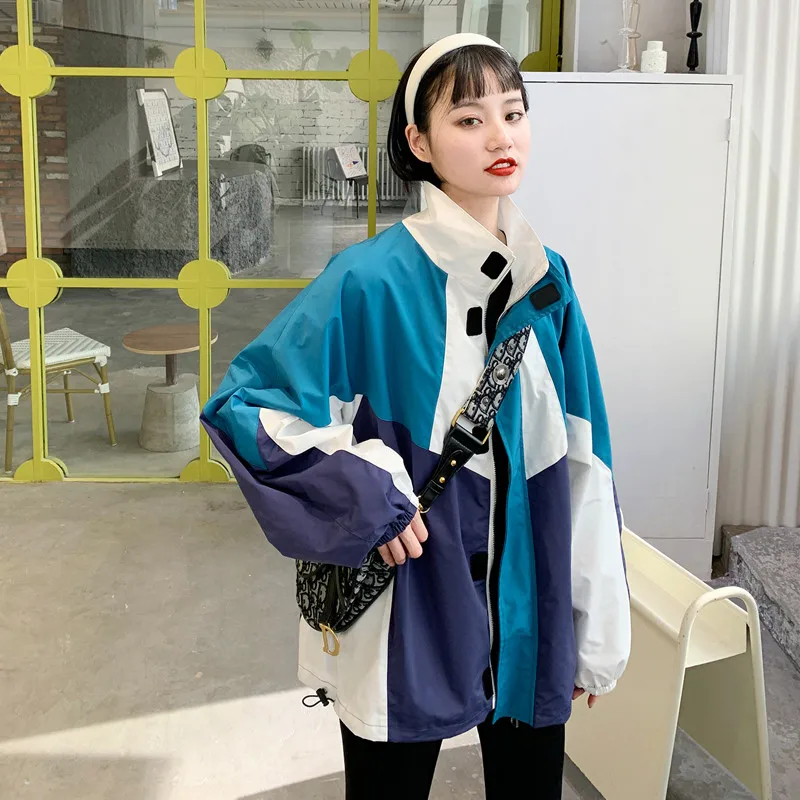 

Новинка 2020, Женская бейсбольная куртка контрастных цветов с нейтральной строчкой bf wind, женская спортивная куртка g446, весна-осень