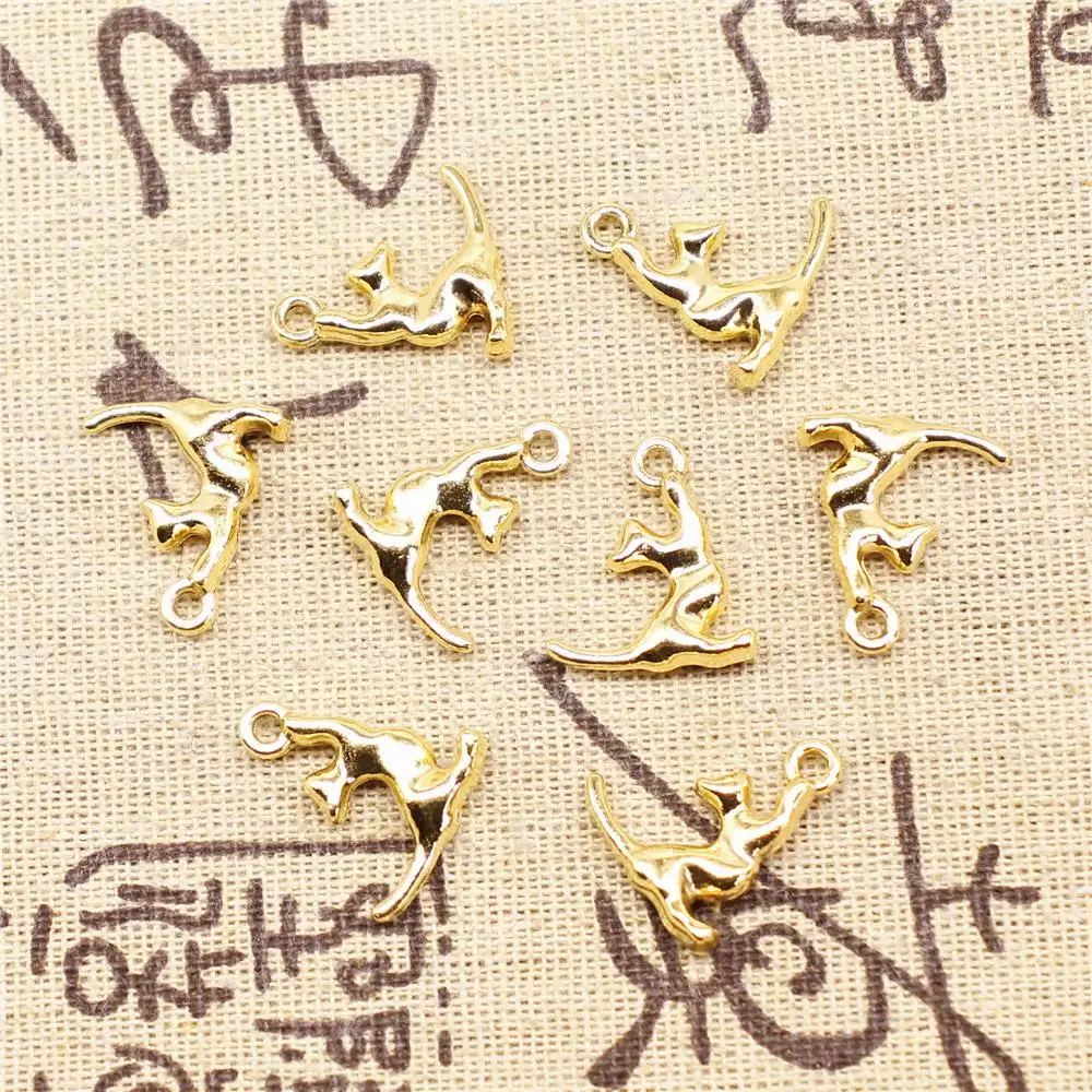 

Bulk Charms For Jewelry Making 5pcs 19x16mm Antique Gold Color Cat Charms