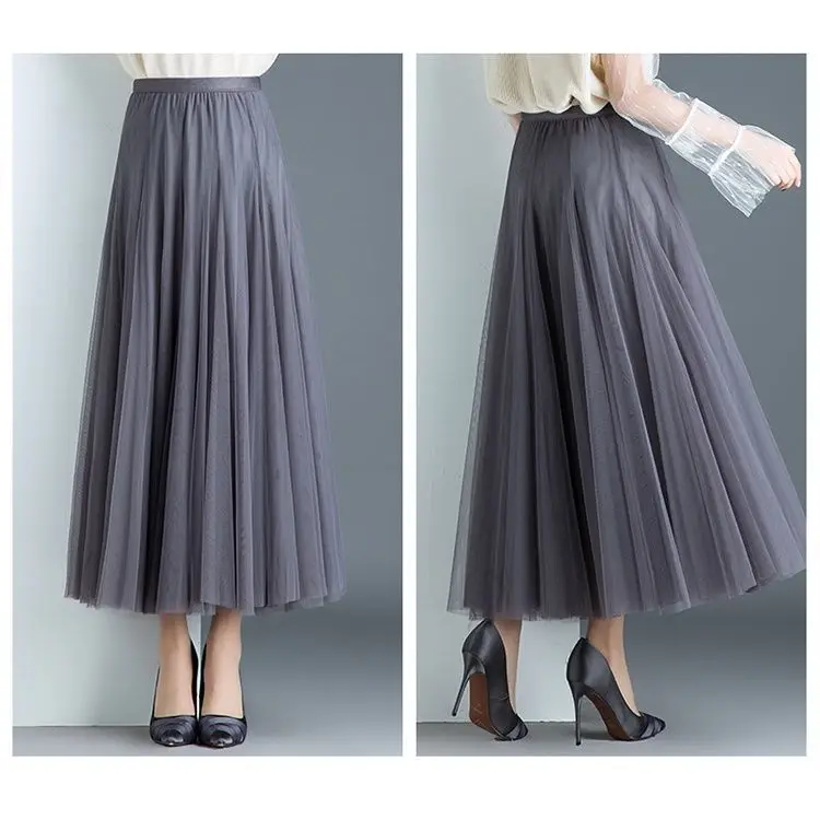

New high waisted medium length pleated skirt with thin A-line and draped fairy skirt