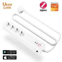zigbee smart power strip 16a euukuseelink smart power bar multiple outlet extension cord with 2 usb and 4 ac plugs by tuya