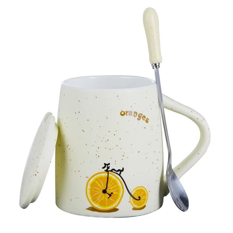 

Gypsophila Mug with Lid Spoon Coffee Cup Creative Bicycle Pattern Office Fashion Couple Cup Water Cup
