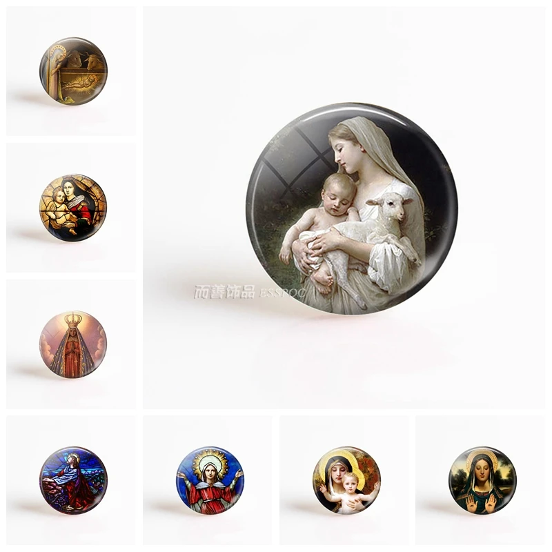 5 шт./лот Дева Мария и Иисус 25 мм стеклянные кабошоны бусины сделай сам