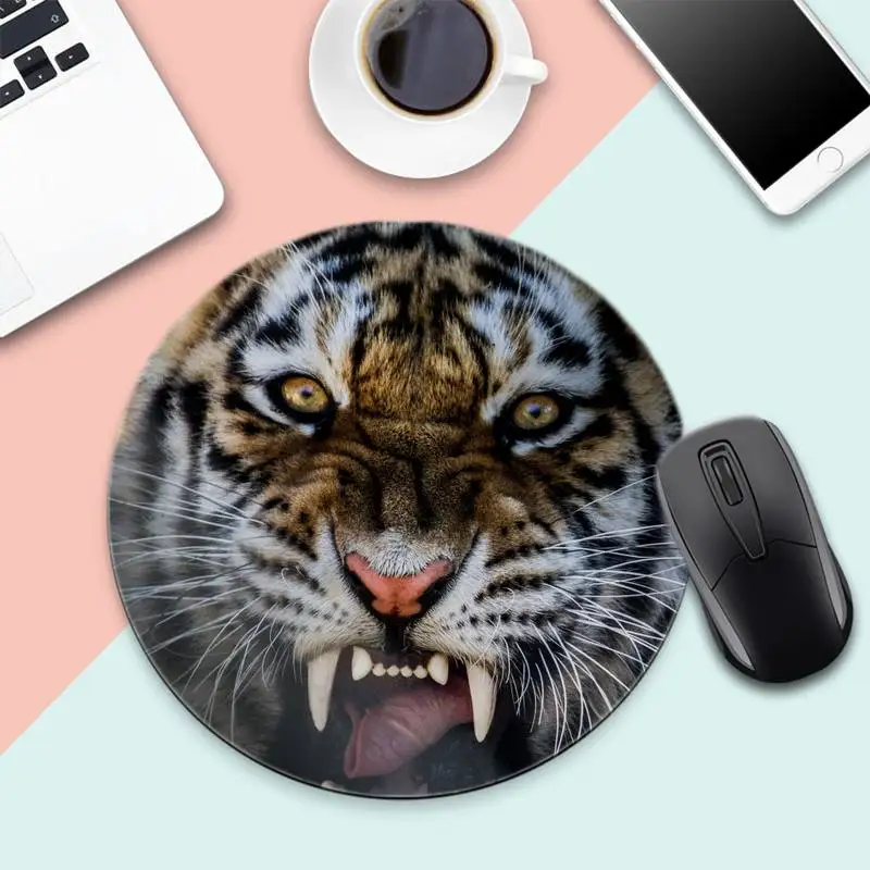 

tiger Gaming Player desk laptop Rubber Mouse Mat Round Non-slip Cushion