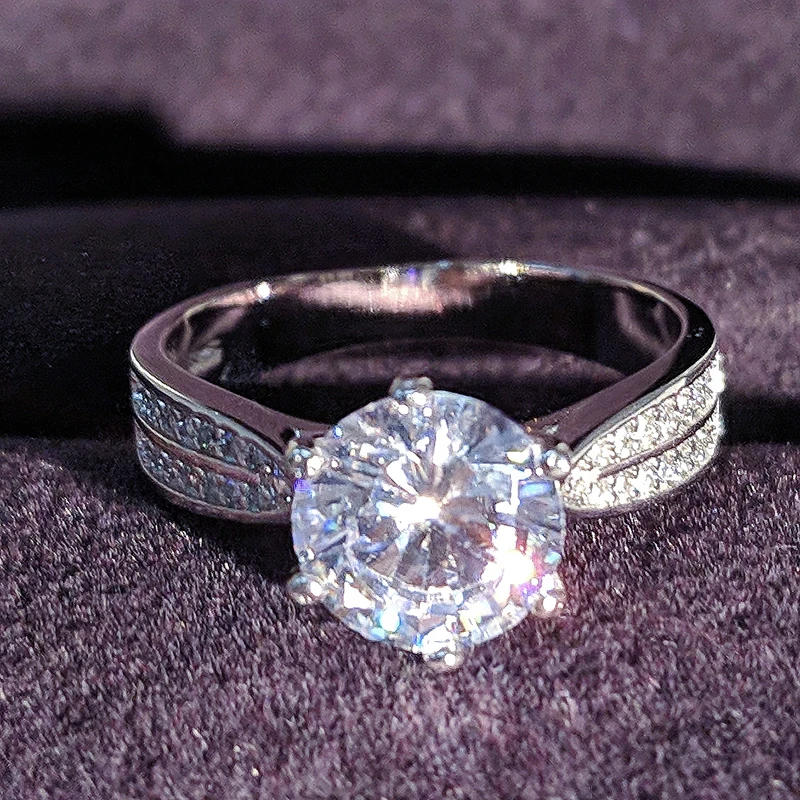 Подлинный оригинальный 925 стерлингового серебра кольца круглой огранки