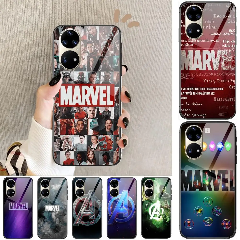 

Marvel Tempered Glass Phone Case Casev For Huawei P40 Pro lite 5G P30 P Smart Z 2019 P10 Lite P20 P50