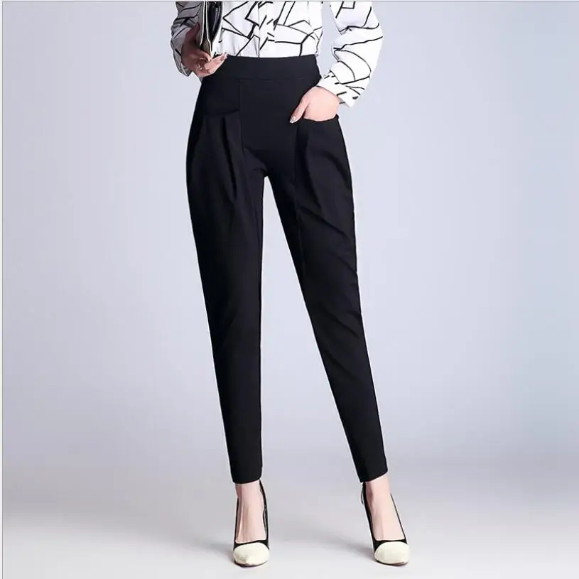 

2021 Spring And Autumn New Korean Harun Ankle-Length Pants High Waist Loose Leg Casual Black Pants Women's Trousers.