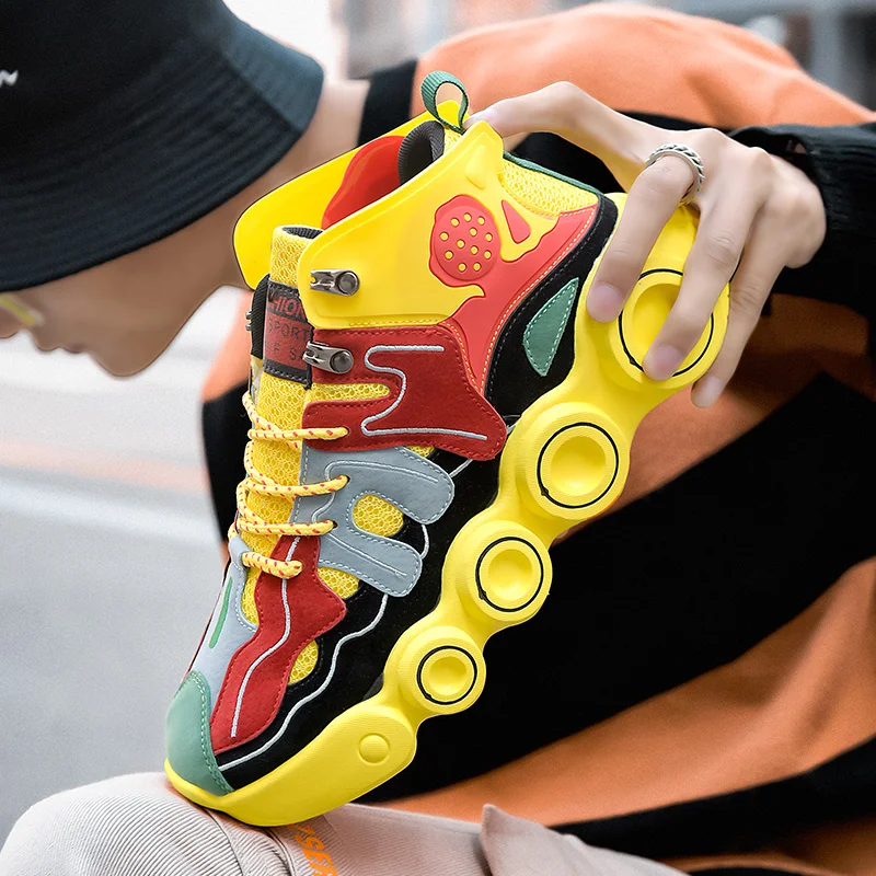 

High Quality Running Shoes Men Trendy Personality Shoes Increased Men Jogging Sneakers Luminous Outdoor Sports Trainers Footwear