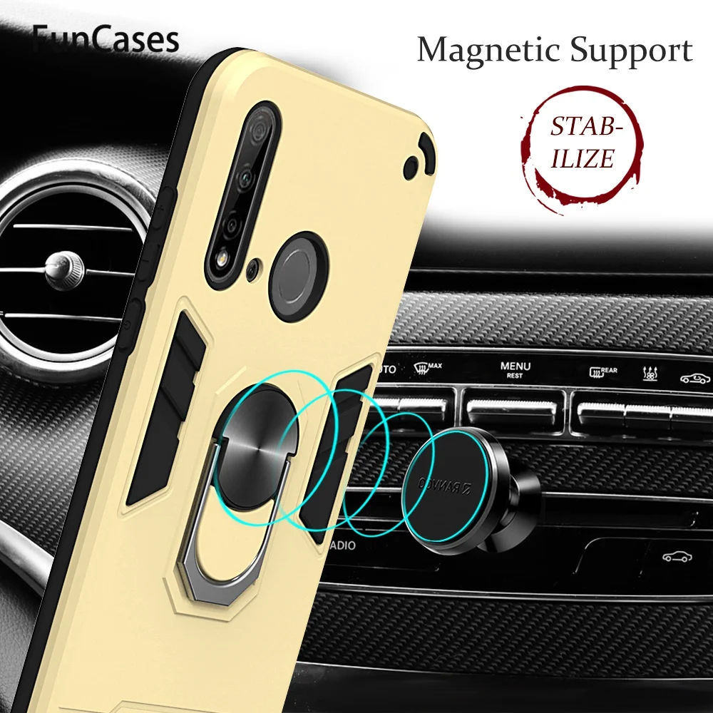 Магнитный автомобильный держатель чехлы с кольцом сеткой для hoesje Huawei P20 Lite чехол