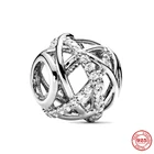 Новый 925 стерлингового серебра сверкающий линии ажурная очарование бисера подходит к подлинным браслетам Pandora, сделай сам, ювелирное изделие для женщин, Прямая поставка