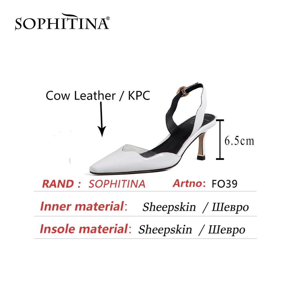 

SOPHITINA Shoes Women Summer High Thin Heel Dress Female Genuine Leather Pointed Toe Sexy Back Strap High Quality Shoes FO39