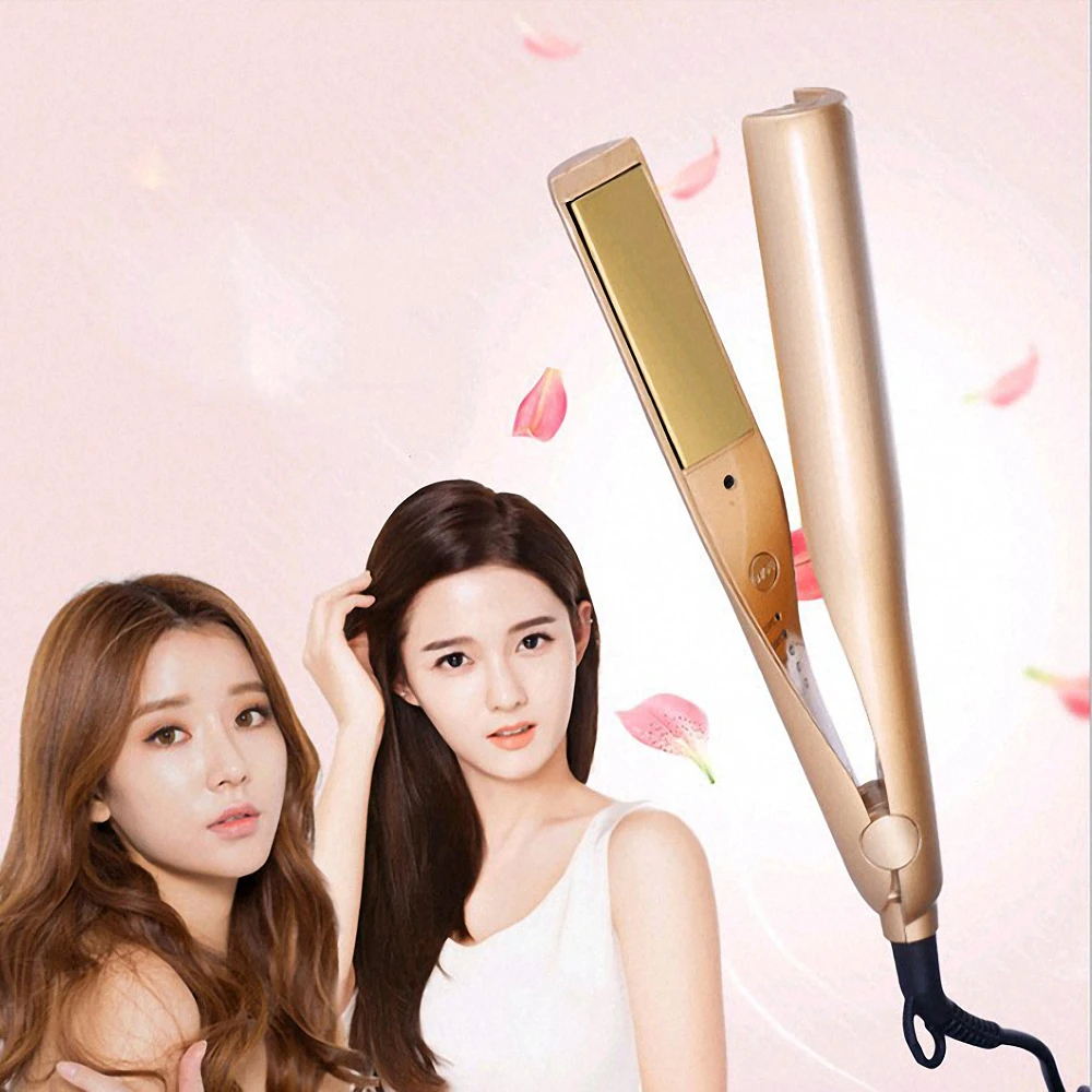 

2 In 1 Gold Electric Straightening Curling Hair Curler Hair Crimper Professional Styling Tools for Home Salon Barber Accessories