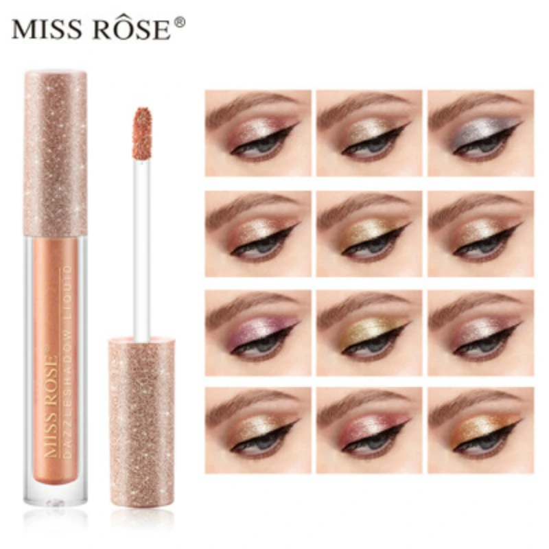 Miss Rose 12 цветов блестящие жидкие тени для век мерцающие тени для век Гель-крем ослепляющий Блестящий металлический косметический водостойкий макияж глаз