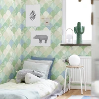 environmentally friendly color shell texture wallpaper non woven fabric beige light green light blue childrens room volume