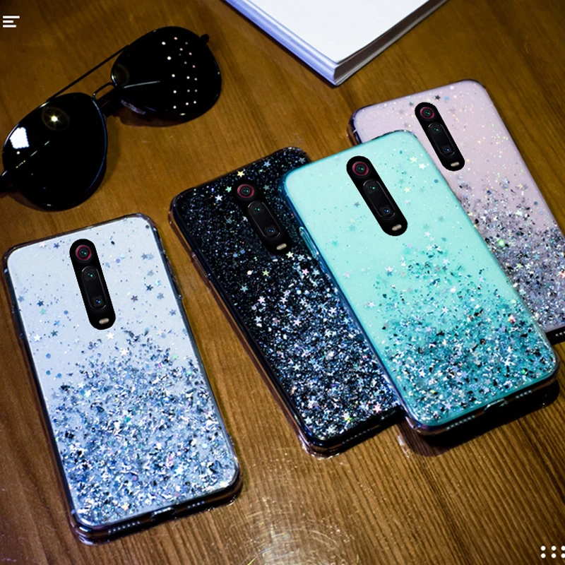 Блестящий чехол со звездами для Xiaomi Redmi Note 10 5G 9s 7 8 9 Pro K20 мягкие чехлы Mi A3 CC9 CC9E SE Lite
