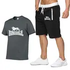Мужской летний комплект спортивной одежды LONSDALE, футболка с коротким рукавом, короткие брюки, новые модные мужские повседневные комплекты, шорты, футболки, 2 предмета
