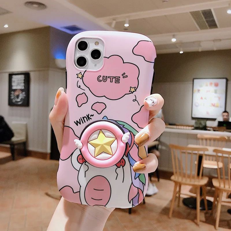 

Cartoon dinosaur bracket mobile phone case for iPhone11 12Pro Max mini X XR XS XSMax 8 7 6PluS anti-fall protective back cover