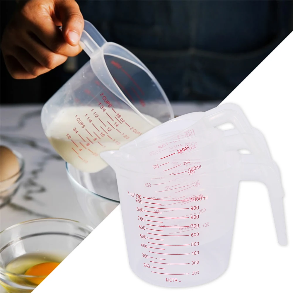 

Quality 250/500/1000ML Plastic Measuring Cup Jug Pour Spout Surface Kitchen Tool Supplies Quality Cup With Graduated
