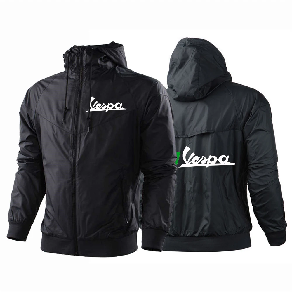 

Men's Summer 2021 Vespa Logo Sports Patchwork Harajuku Jackets Sweatshirts Cardigan Streetwear Zipper Casual Hoodies