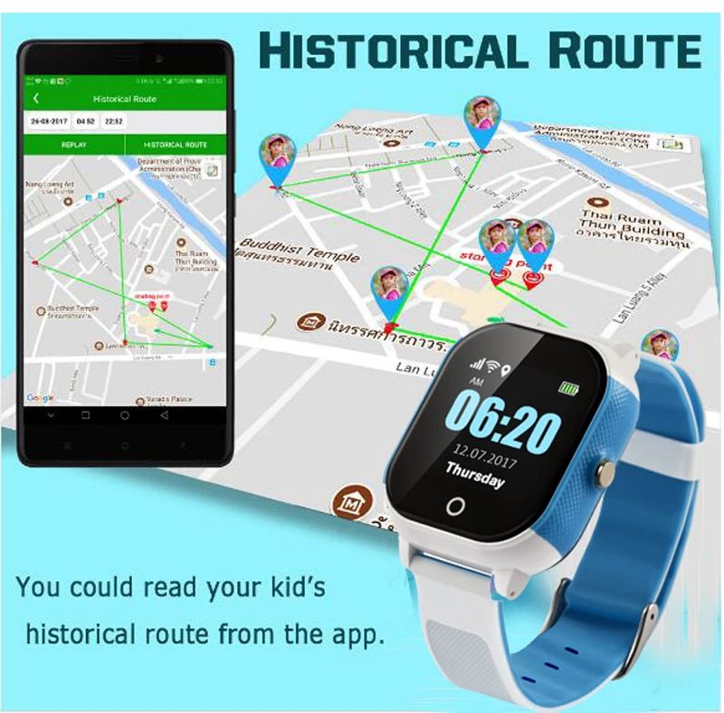 Смарт часы с функцией отслеживания карты мобильный телефон GPS Wi Fi LBS трекер