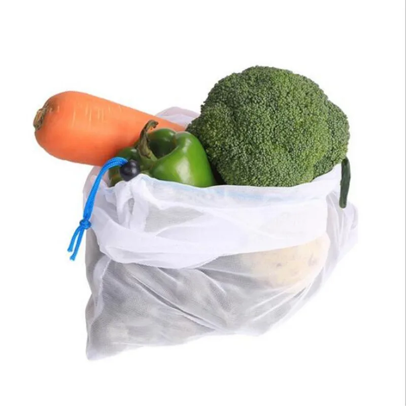 

Цветные многоразовые мешки для фруктов и овощей, Сетчатая Сумка, продукция, хозяйственная сумка, моющиеся сетчатые сумки, кухонный органайз...