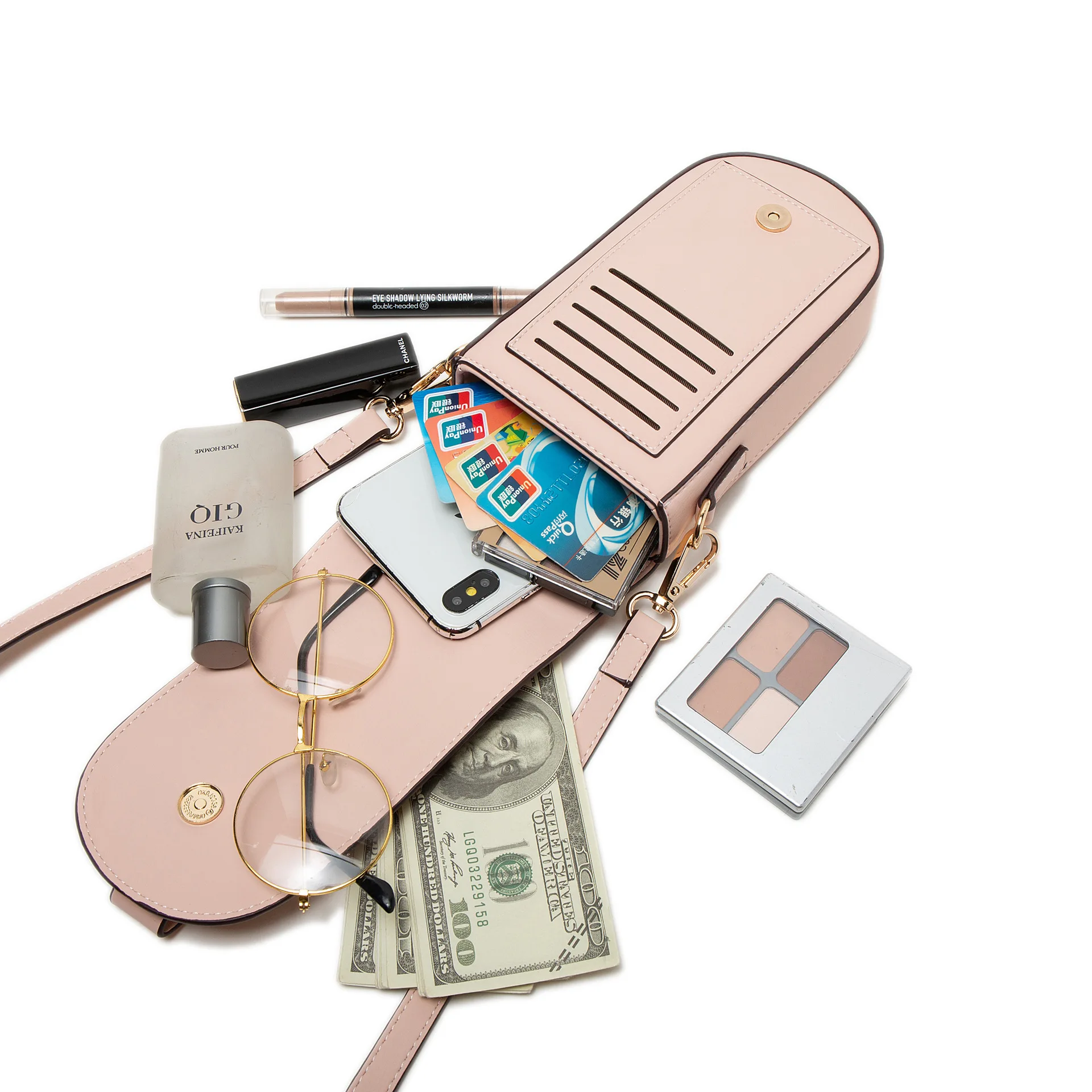 Women Cell Phone Purse Floral High Capacity Wallet Pu Leather Shoulder Strap Handbag Ladies Bag Package Cover Type Shoulder Bags