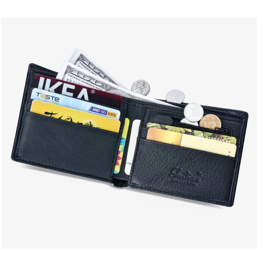

Genuine Leather Men's Wallet Business Classic Short Multi Card Holder Wallet Money Bag Soft Cow Leather Purse for Men Gift