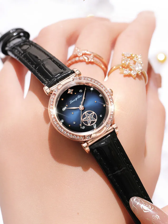 

LONGBO Fashion Casual Ladies Watch With Leather Strap Waterproof Women Watches Silver Quartz Wrist Watch Blue Relogio Feminino