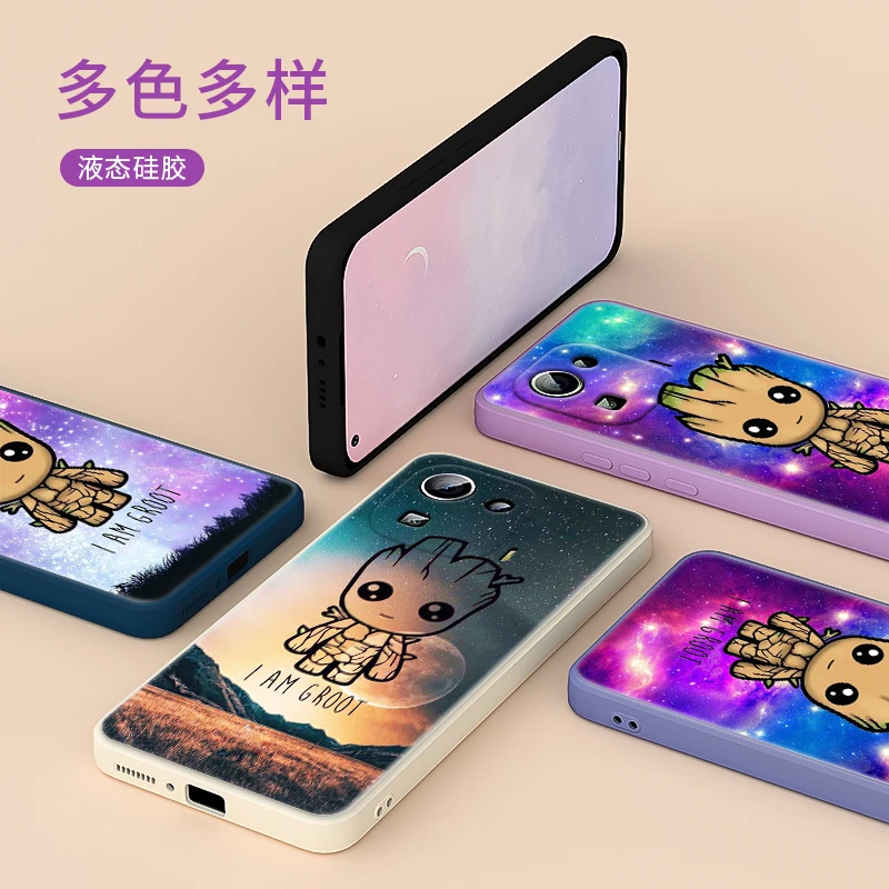

Avengers Marvel Groot For Xiaomi 11 Ultra 11T 10T 10 9SE 8SE CC9 A3 Pro Youth 5G Liquid Silicone Soft Cover Phone Case