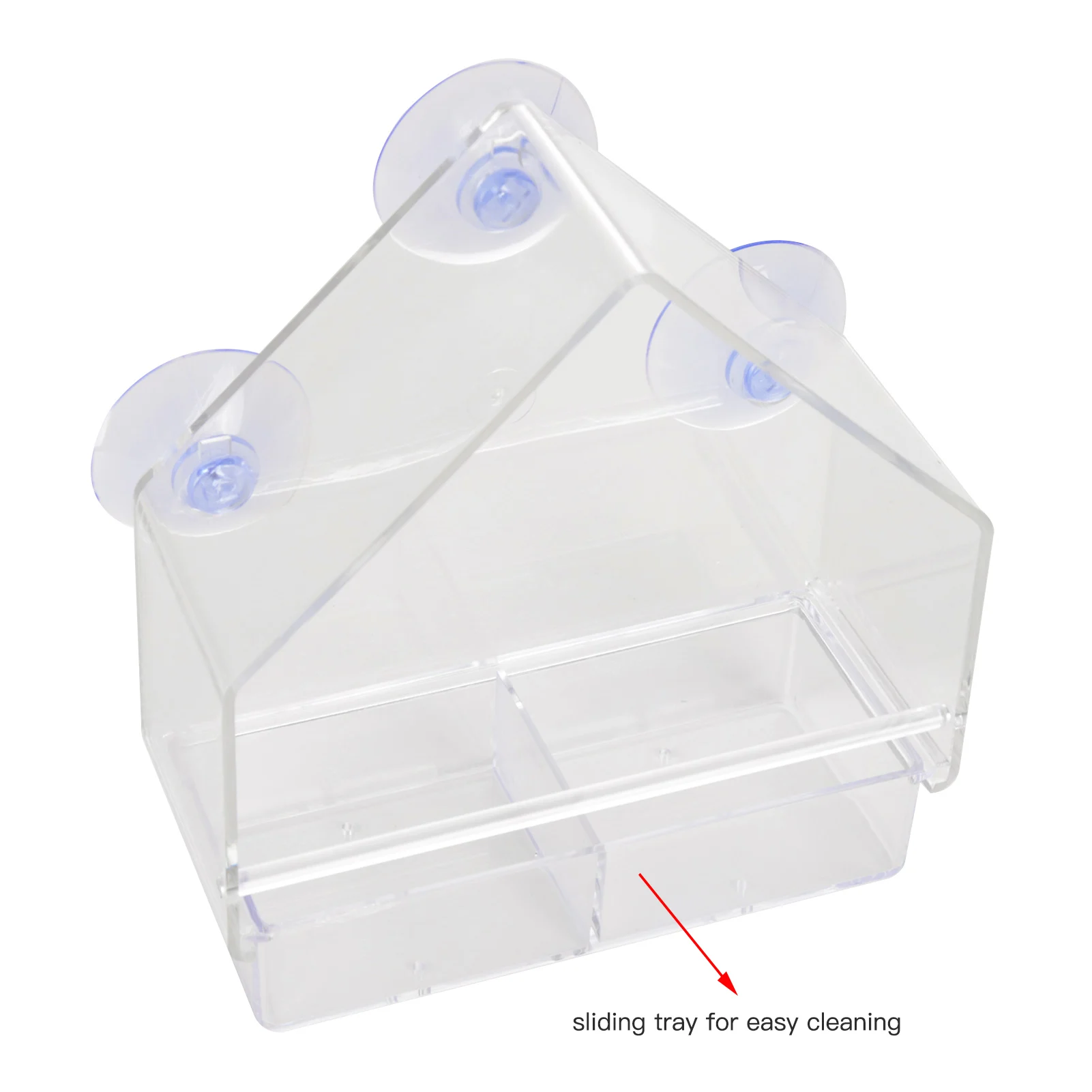 

Transparent Bird Feeder Birdhouse with Super Strong Suction Cups Refillable Removable Tray Weather Proof Pet Gift For Kids