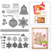 metal cutting dies and clear stamps for diy scrapbooking paper crafts template handmade ornament snowflake bells new christmas