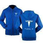 Толстовка мужская с капюшоном, флисовая хлопковая кофта на молнии, с логотипом автомобиля Тесла, одежда в стиле Харадзюку, K, весна-осень