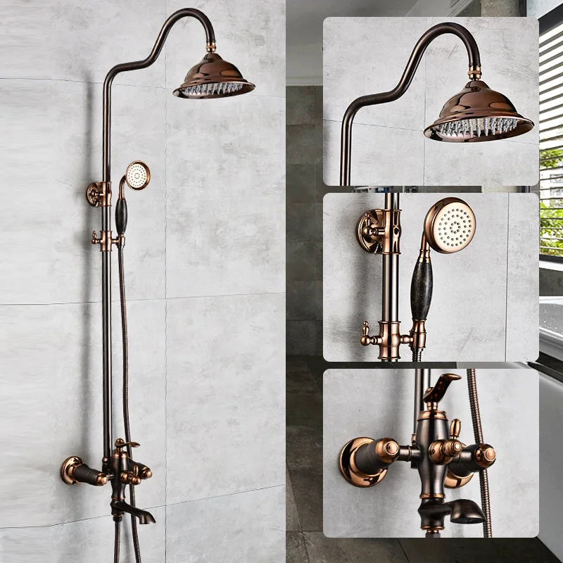 

Античный набор для душа, настенный набор для ванной комнаты, золотистый набор для душа, латунная душевая лейка